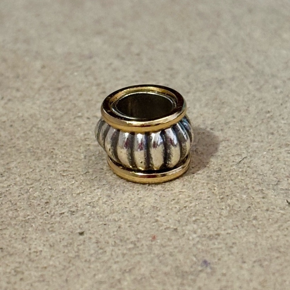 Brighton Mara Spacer in Silver-Gold Grooved silver sides Gold edges